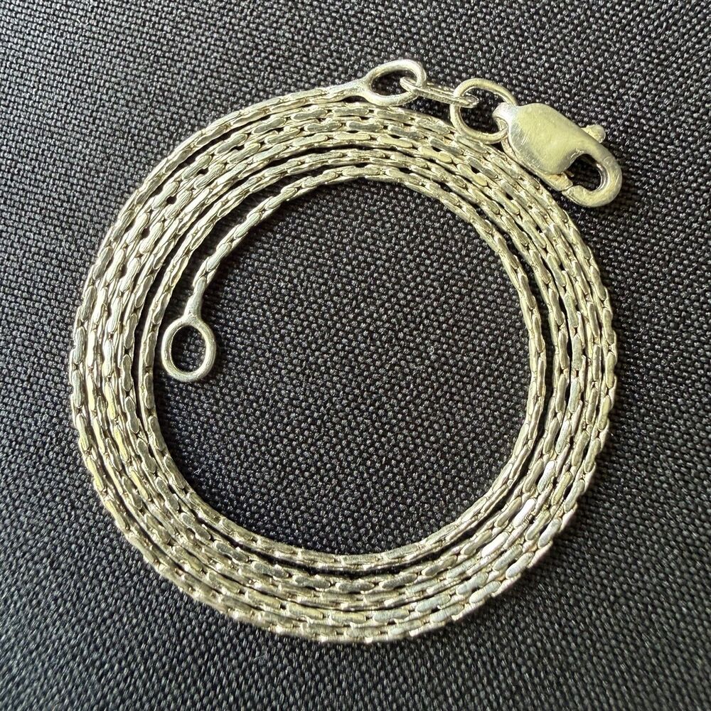 Vintage Sterling Silver Boston Link Chain 18" Necklace .7mm 2.2g Mexico Signed